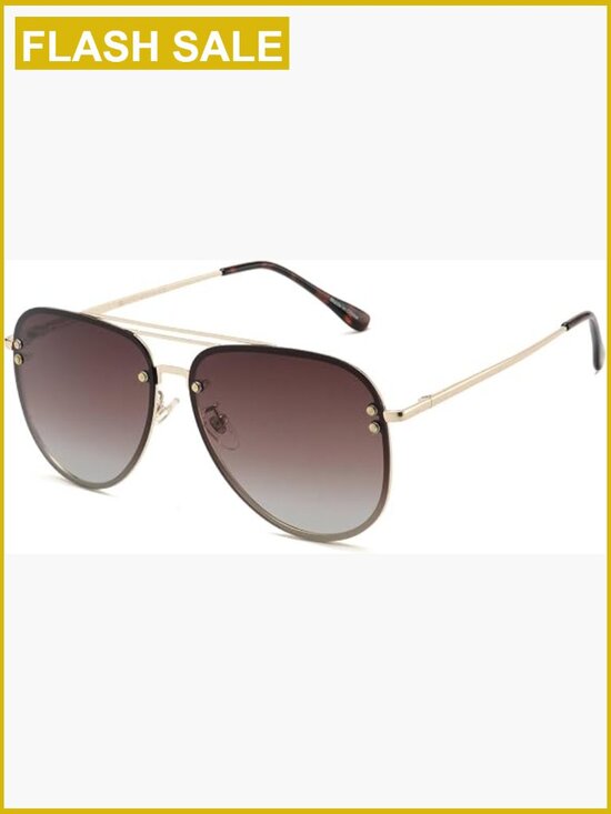 Oversized Aviator Sunglasses with UV400 Protection Spring Hinges main image 4